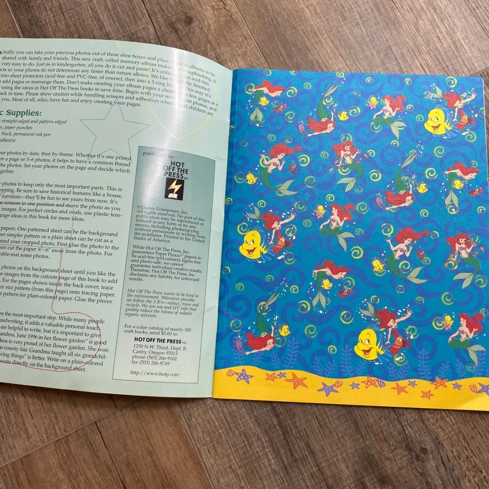 Hot Off The Press Disney The Little Mermaid Paper Pizazz Scrapbook Paper 1997